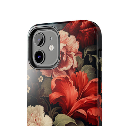 Vintage Floral Aesthetic Phone Tough Case Antique Print for iPhone 14 11 Pro 12 13 XR XS X 7+ 8 Boho Nature Flowers Cottage Core