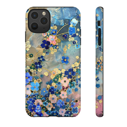 Forget Me Nots Gold Color Splash Floral Design Phone Case