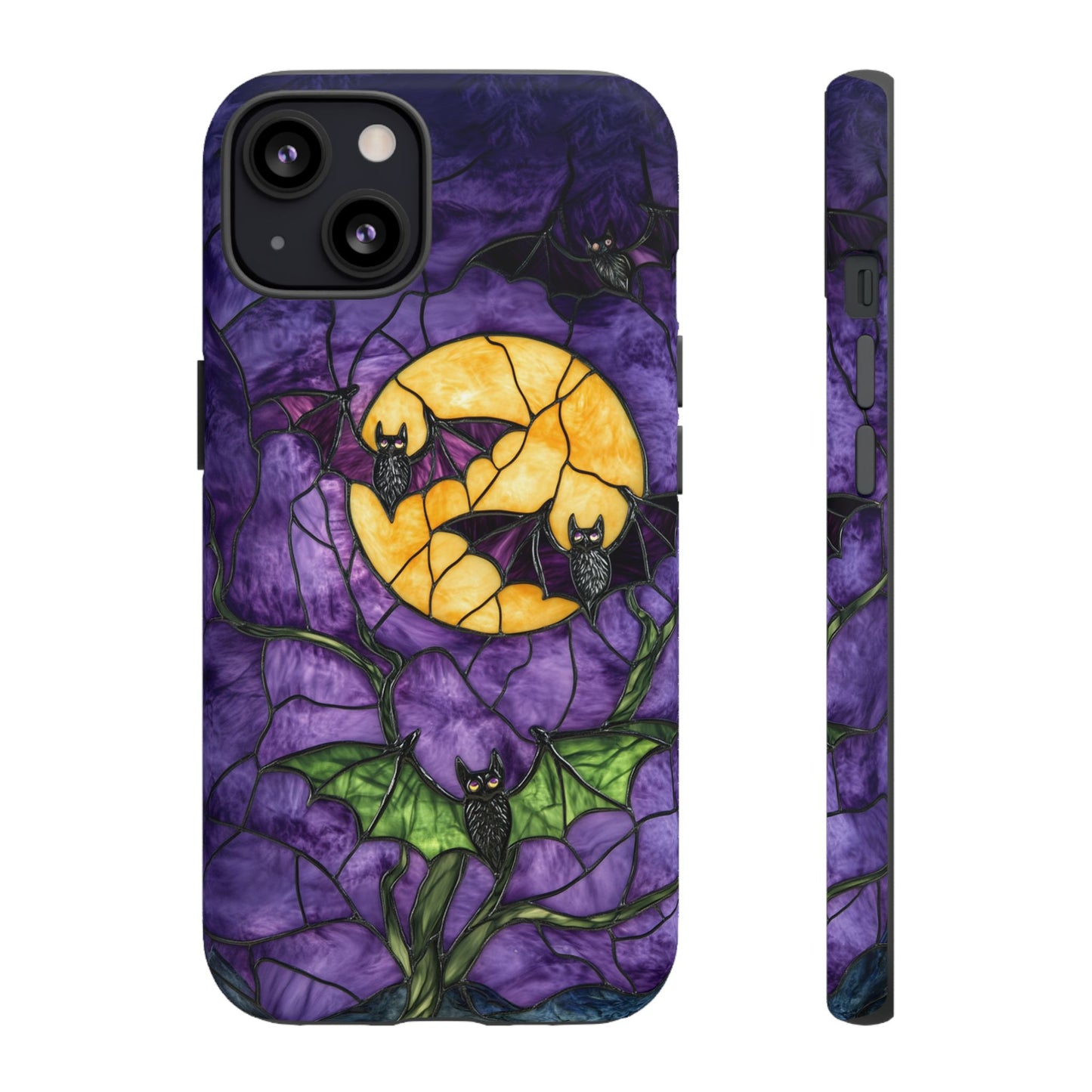 Full Moon Stained Glass Style Halloween Bats Phone Case