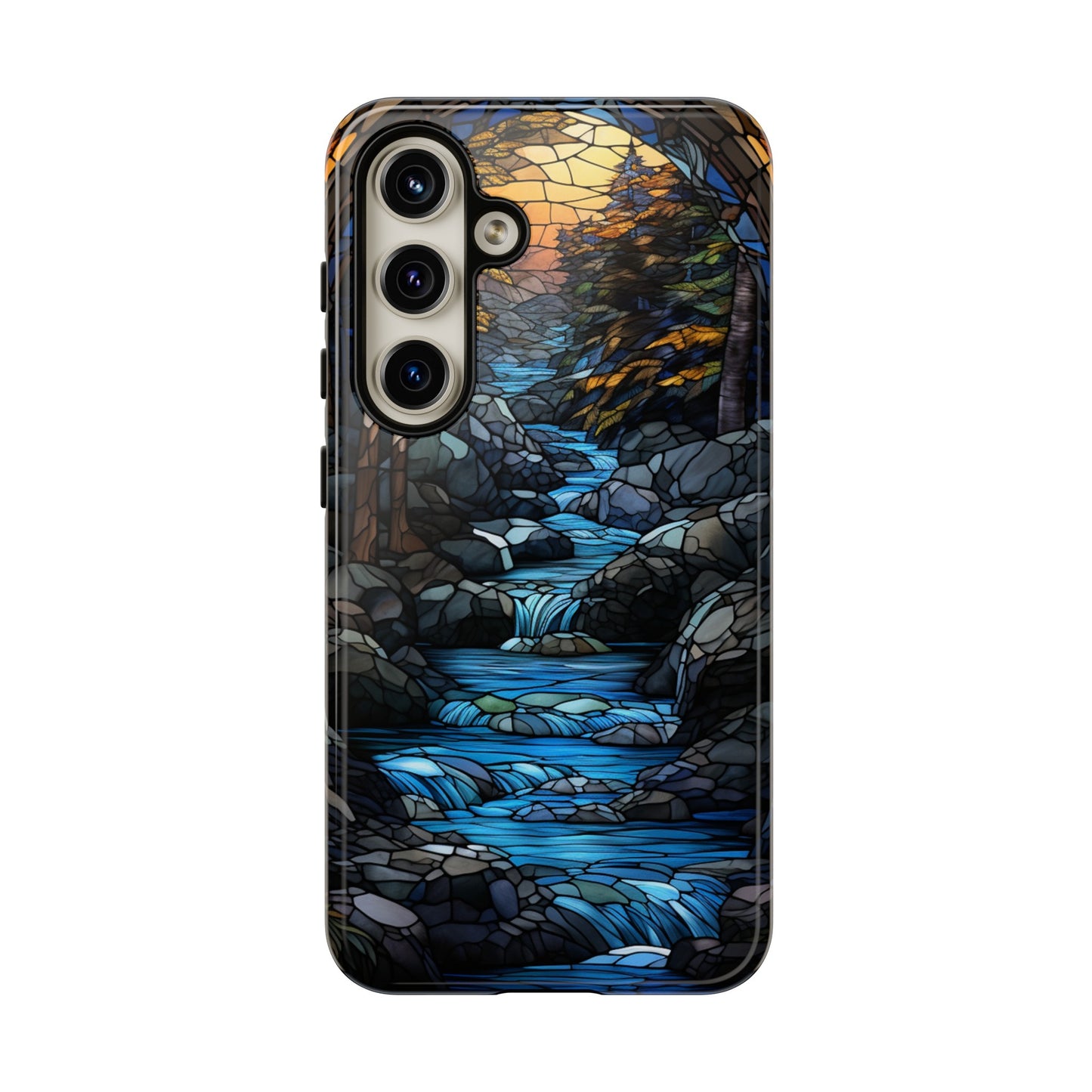 Stained Glass Stone Bridge and River Art Phone Case
