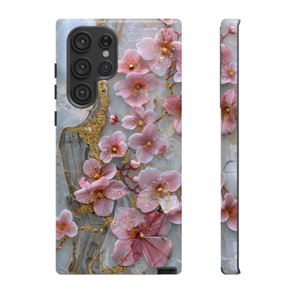 Pink Forget Me Nots Gold Floral Phone Case