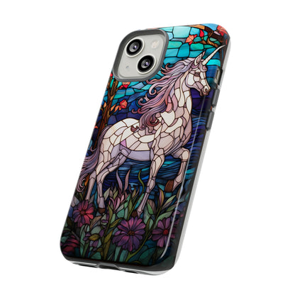 Unicorn Stained Glass iPhone, iPhone Case Retro Samsung Galaxy Phone Tough Case iPhone 15 14 Plus 13 12 7 8 Se Hippie Boho Style