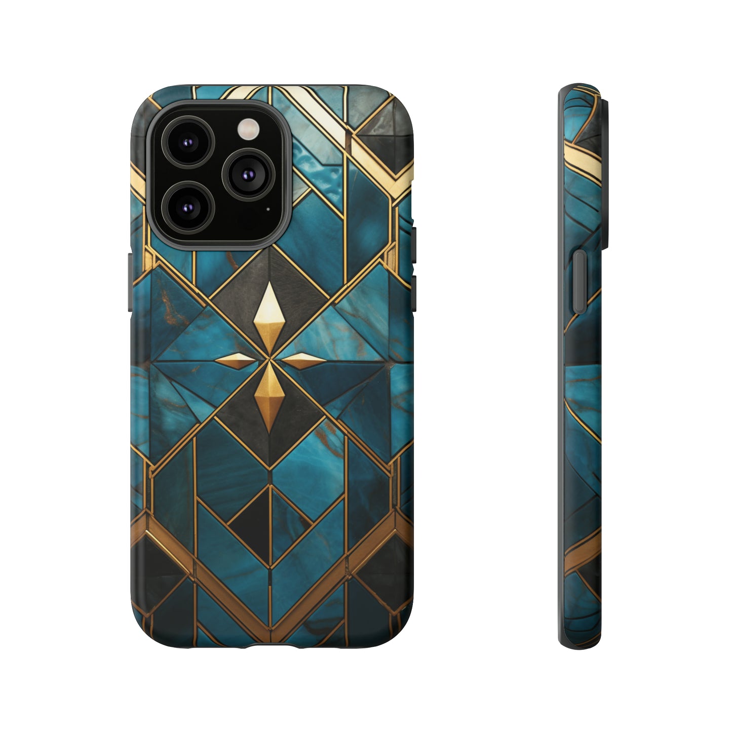 Gold and Blue Marble Mosaic Phone Case