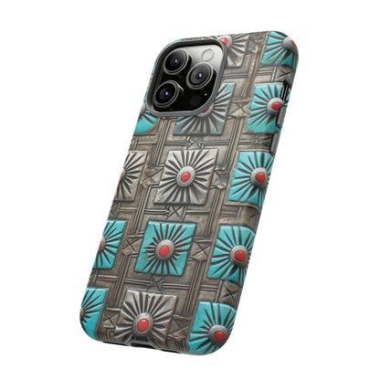 Vintage Navajo Native American Turquoise Concho Phone Case for iPhone 15, 14, 13, 12, 11 Pro Max, 14 Plus, iPhone XS Max, iPhone XR, iPhone 7, 8, 14, 15 Plus, SE