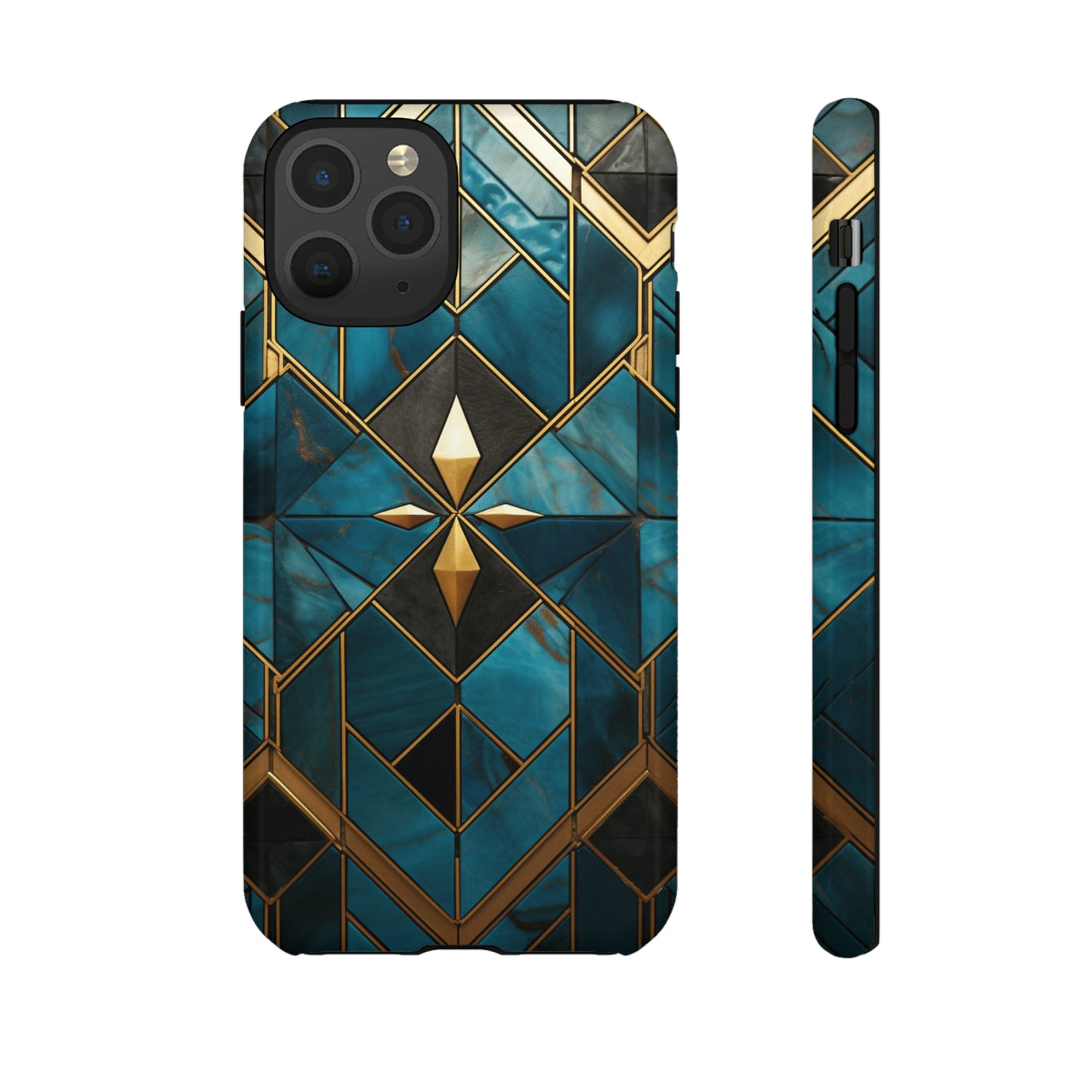 Gold and Blue Marble Mosaic Phone Case