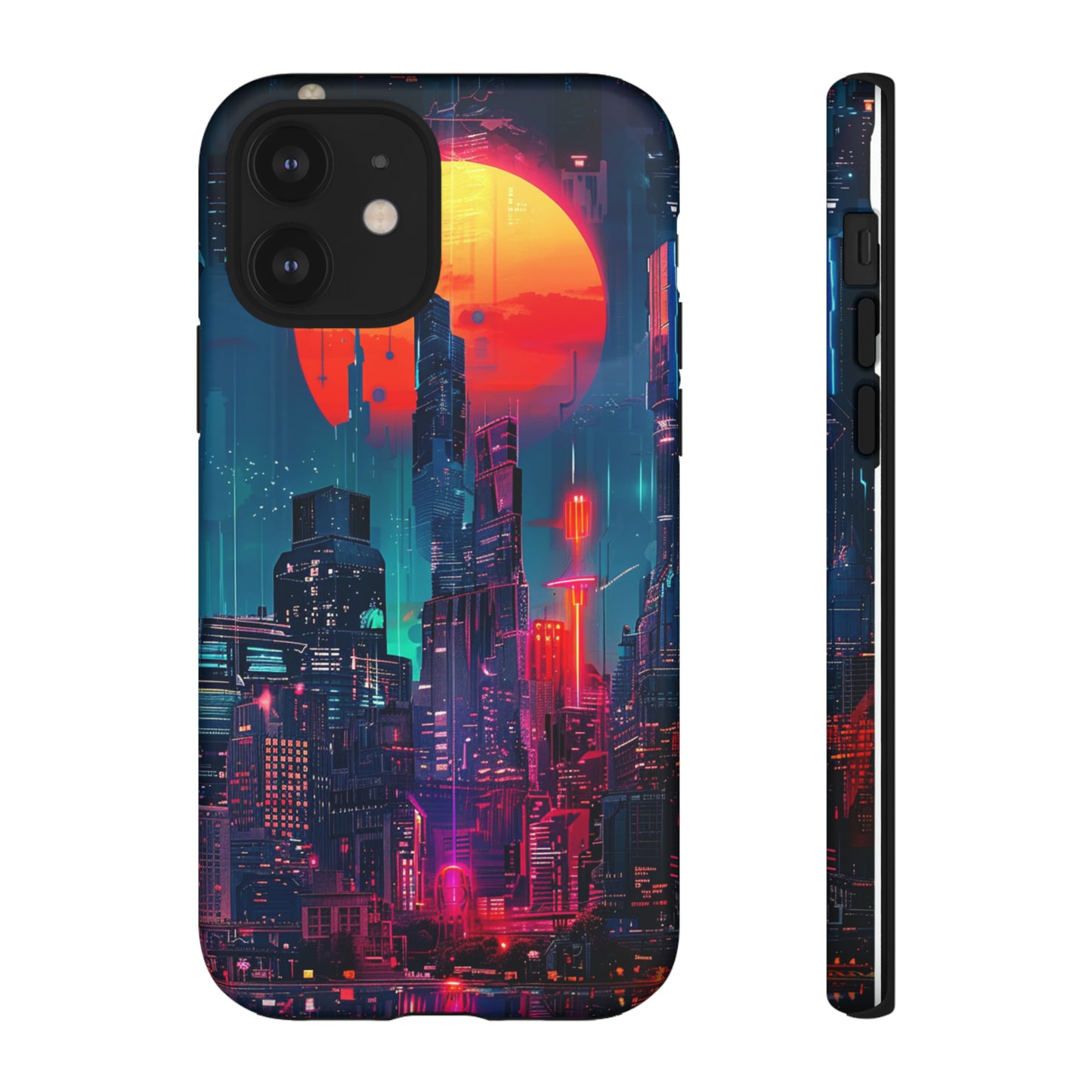 Cyberpunk Full Moon Cityscape Phone Case