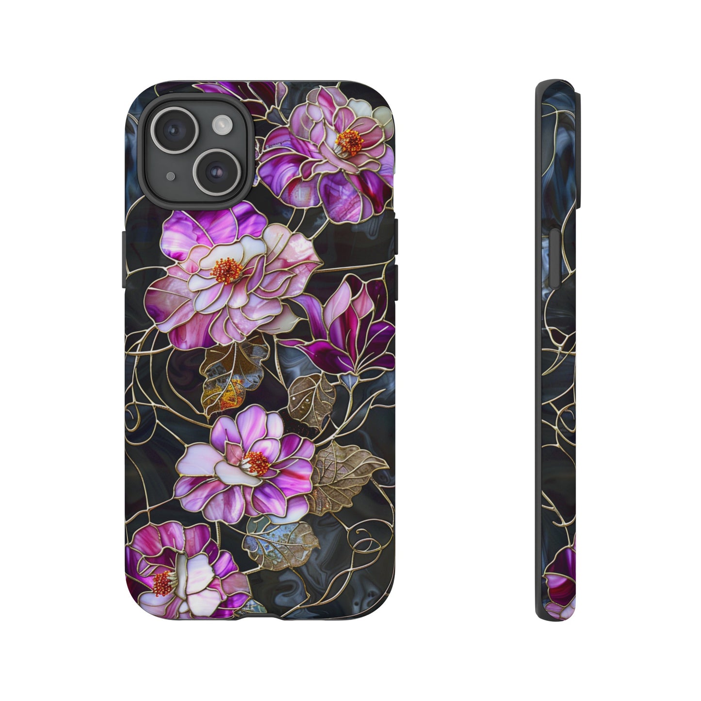 Magenta Color Floral Stained Glass Phone Case