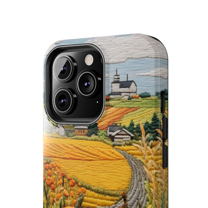 Harvest Hues: Halloween Pumpkin Patch | Embroidered Landscape for iPhone Range