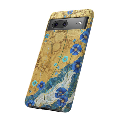 Forget Me Nots Gold Color Splash Floral Design Phone Case