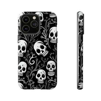 Join the Goth Side: Black Skull Floral Print | Mystical Elegance Case for iPhone, Samsung Galaxy, and Google Pixel