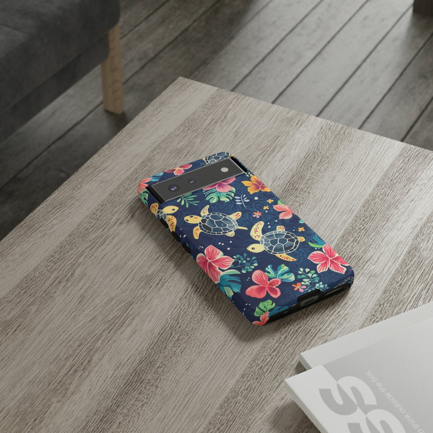 Undersea Floral Blue Sea Turtle Phone Case