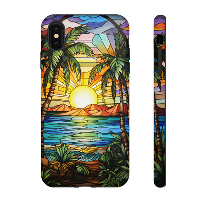 Tropical Stained Glass Sunset Beach