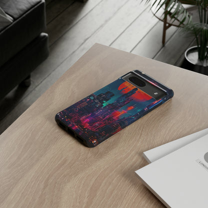 Cyberpunk Full Moon Cityscape Phone Case