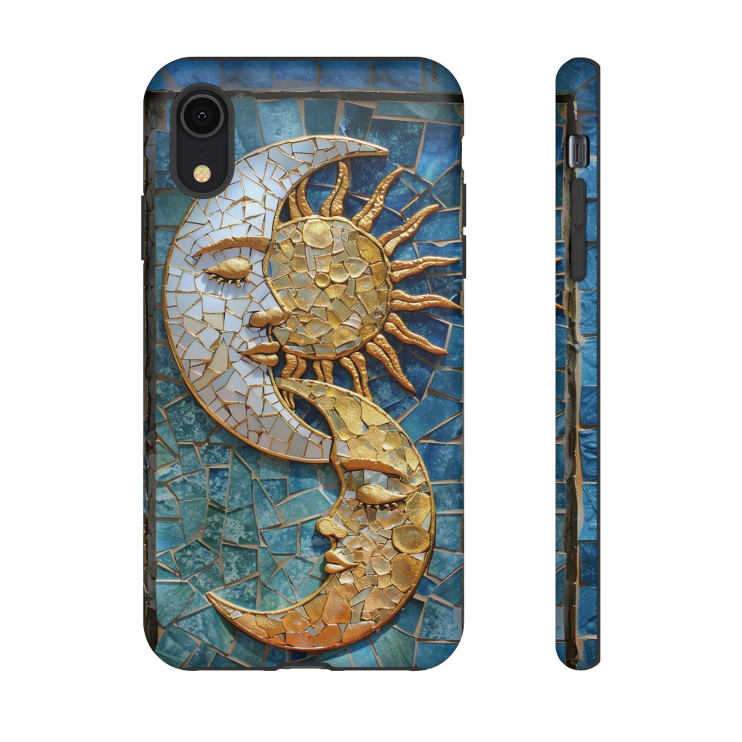 Boho Sun and Moon Mosaic Tile Stained Glass Phone Case