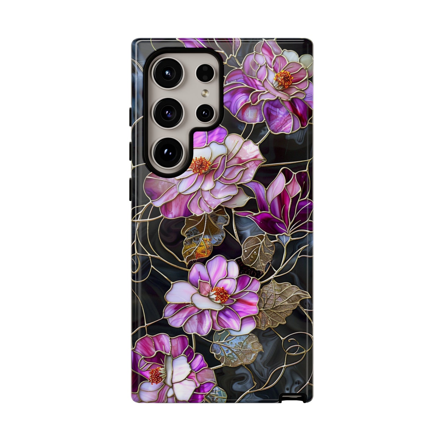 Magenta Color Floral Stained Glass Phone Case