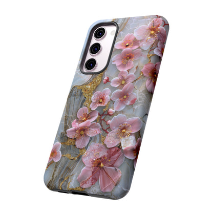 Pink Forget Me Nots Gold Floral Phone Case