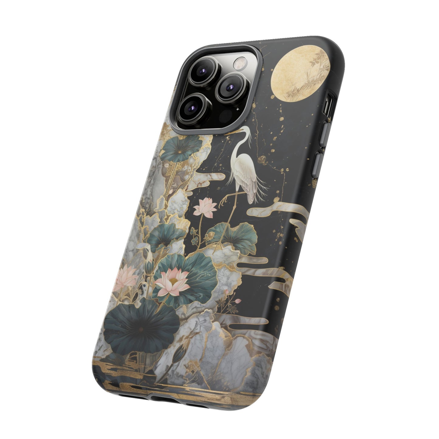 Heron and Moon Floral Zen Art Phone Case