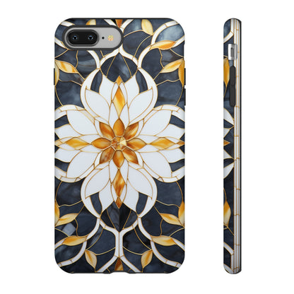 Art Deco Floral Gold & Blue Mosaic