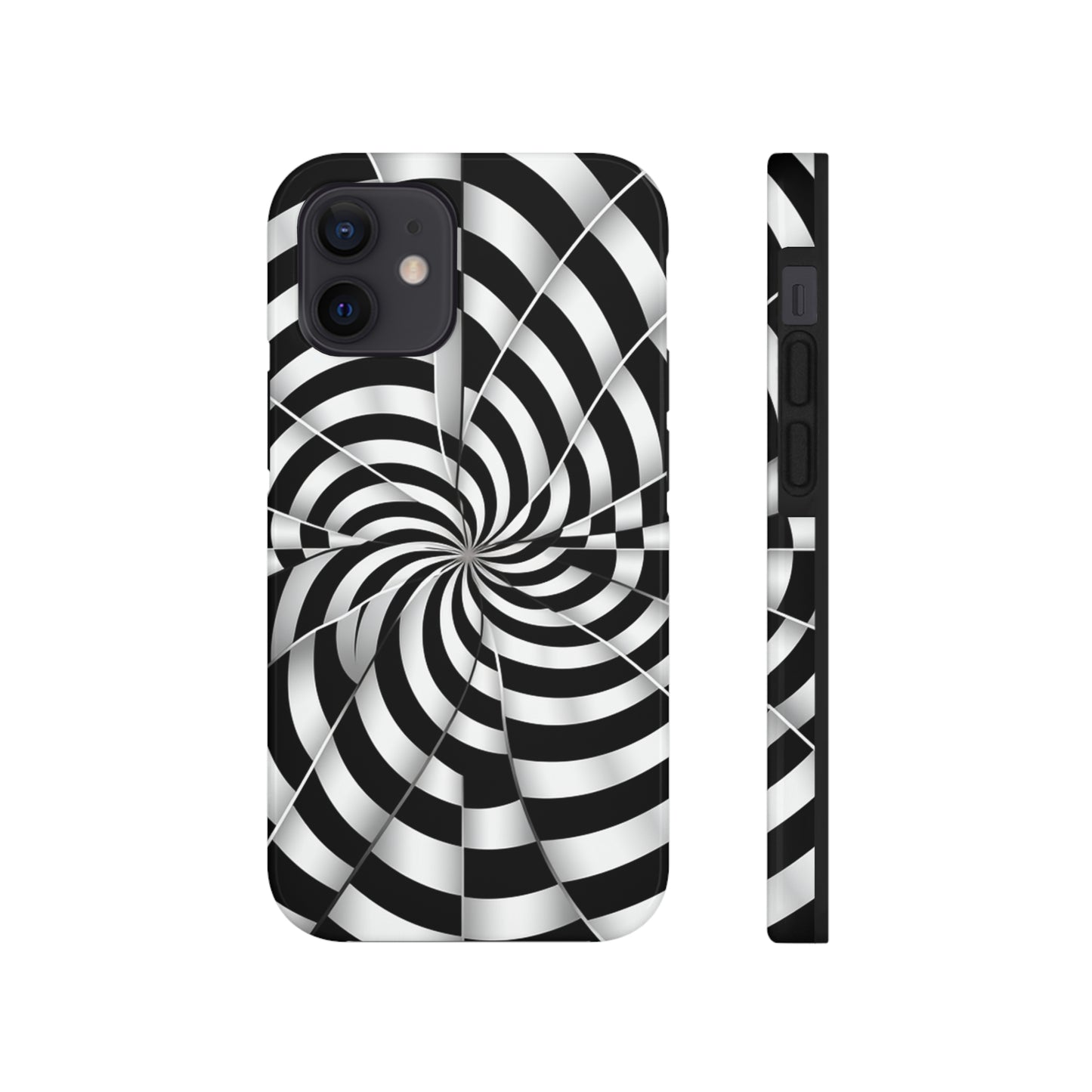 Trippy Black and White Optical Illusion Tough iPhone Case | Psychedelic Phone Cover