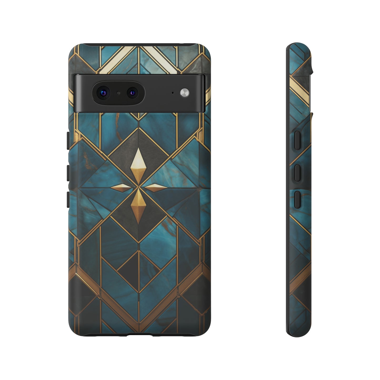 Gold and Blue Marble Mosaic Phone Case