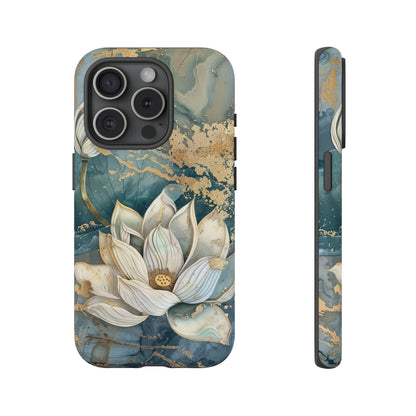 Zen Stained Glass Marble Lotus Floral Design Phone Case