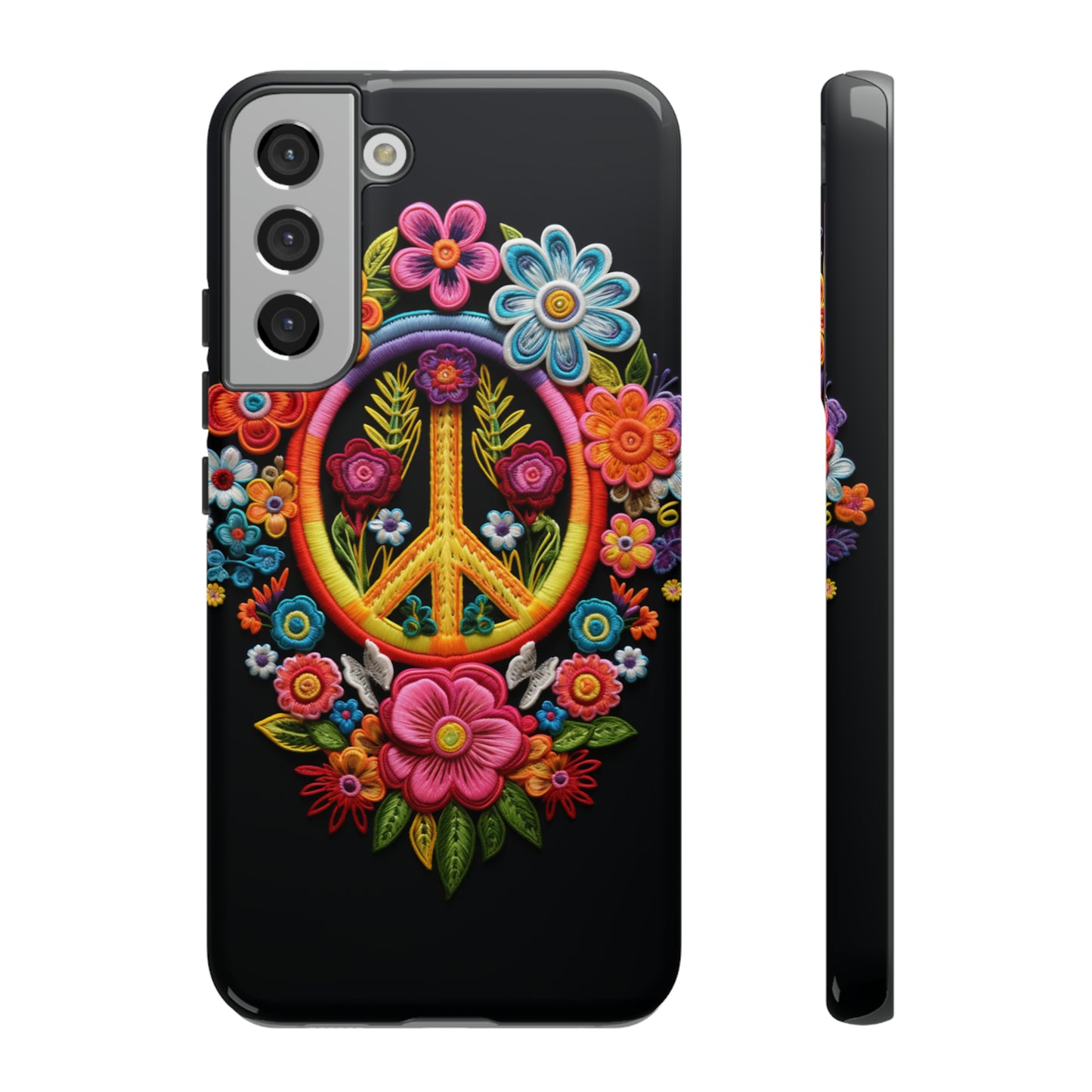 Peace Sign Embroidery Floral Hippie Style Phone Case