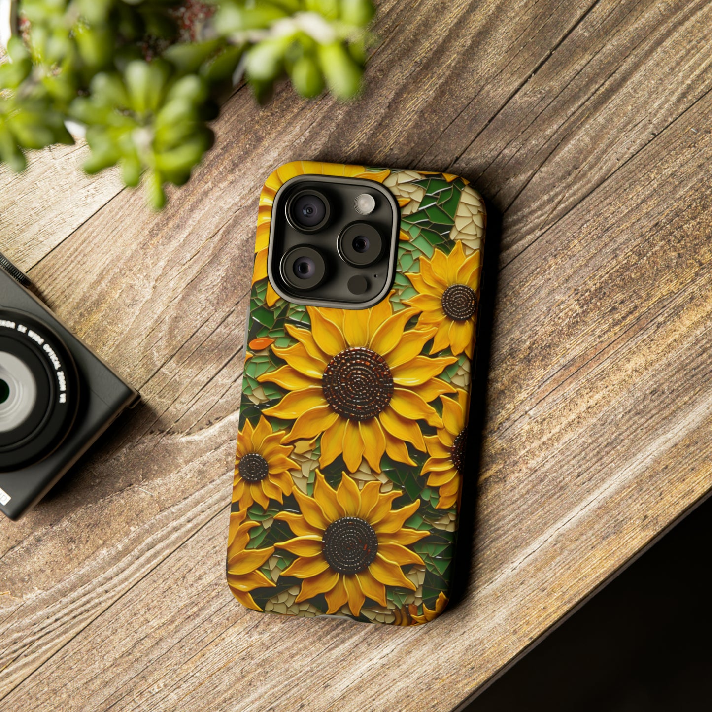 Sunflower Floral Color Explosion Mosaic Glass