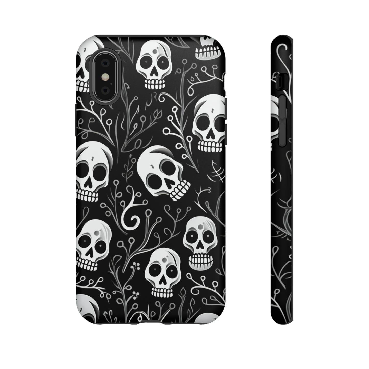 Join the Goth Side: Black Skull Floral Print | Mystical Elegance Case for iPhone, Samsung Galaxy, and Google Pixel