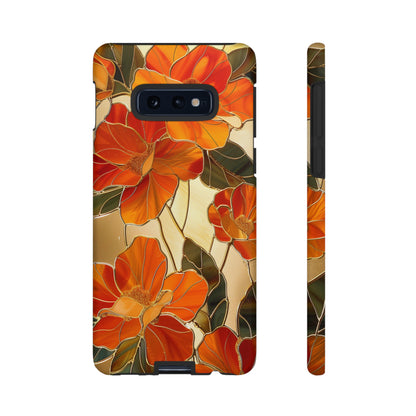 Orange Floral Phone Case Stained Glass Flower Aesthetic