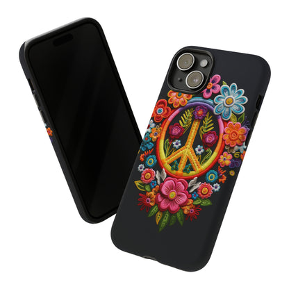 Peace Sign Embroidery Floral Hippie Style Phone Case