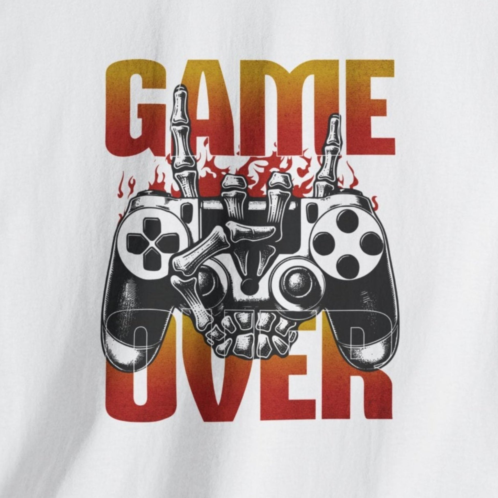game over skeleton hand arcade gaming t shirt