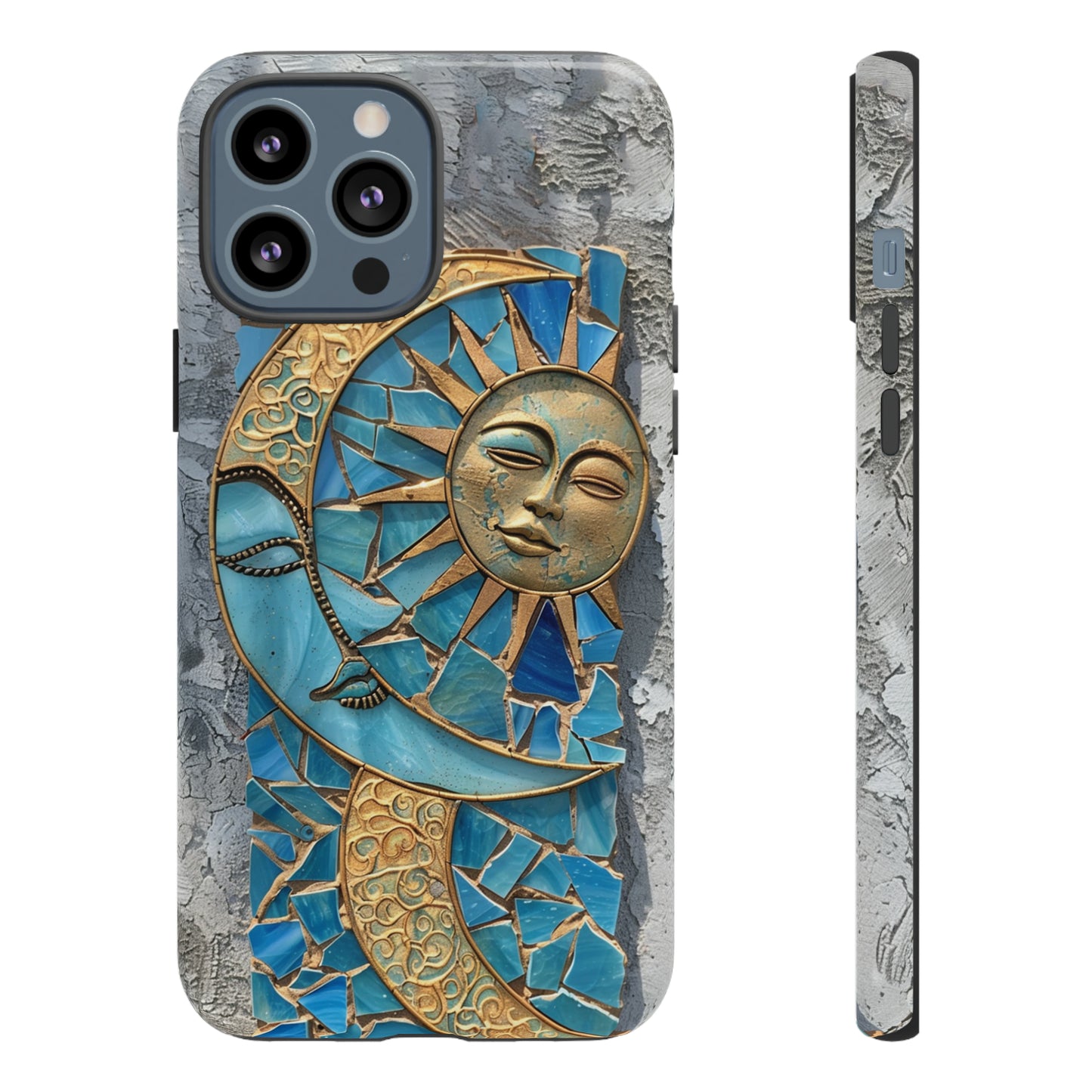 Boho Sun and Moon Mosaic Tile Stained Glass Phone Case