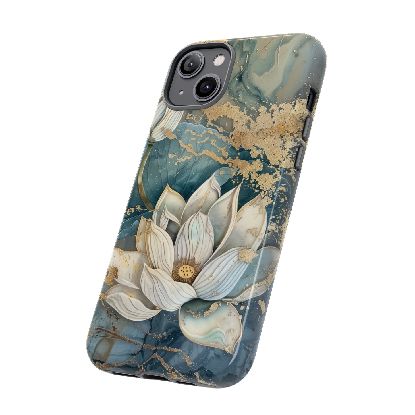 Zen Stained Glass Marble Lotus Floral Design Phone Case