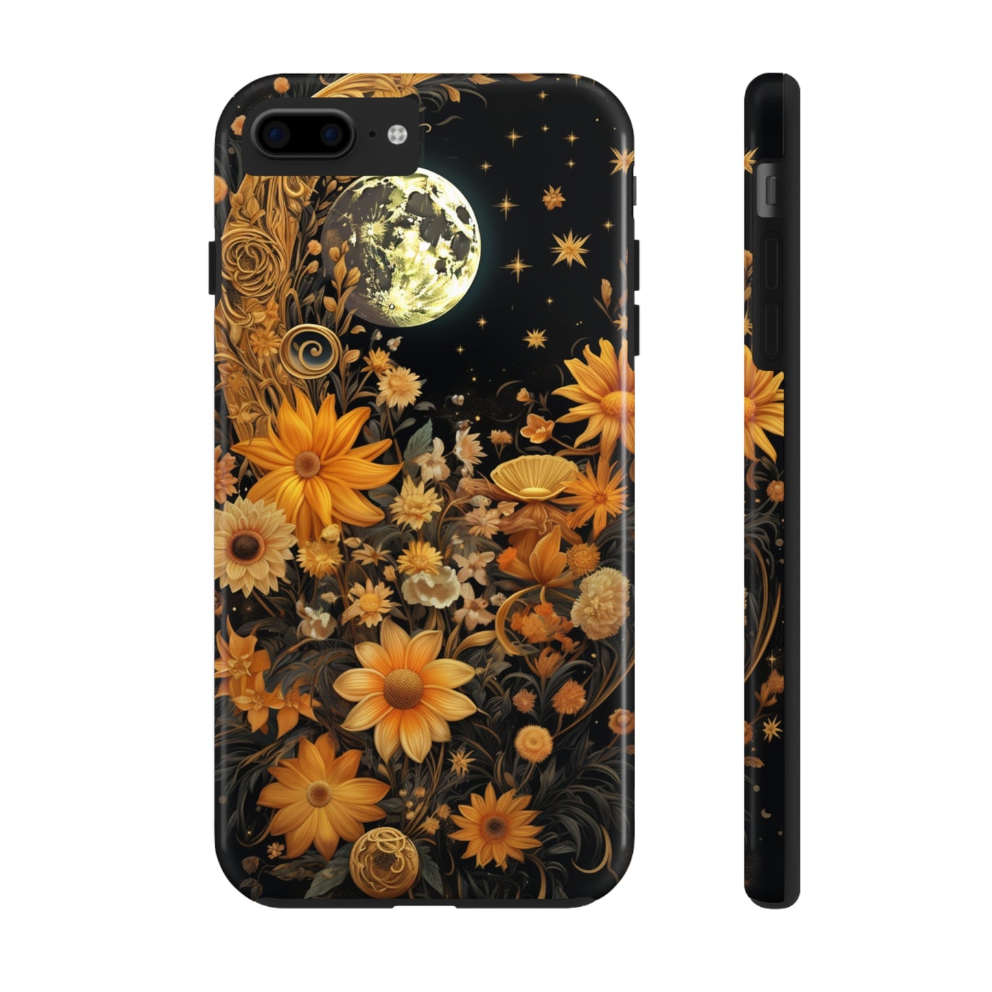 Cottagecore Floral Sun Moon Stars iPhone Case | Embrace Mystical Nature's Beauty