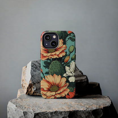 Desert Dream: Retro Vibe Cactus Tough iPhone Case