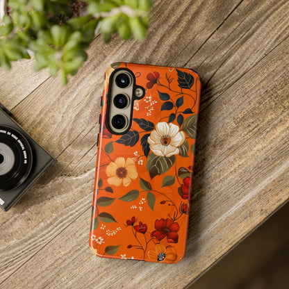 Orange Floral Phone Tough Case