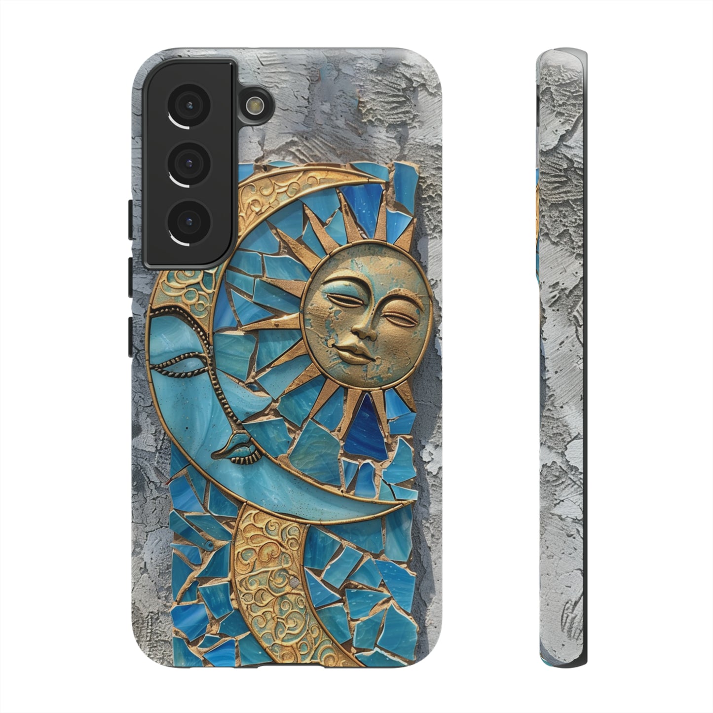 Boho Sun and Moon Mosaic Tile Stained Glass Phone Case