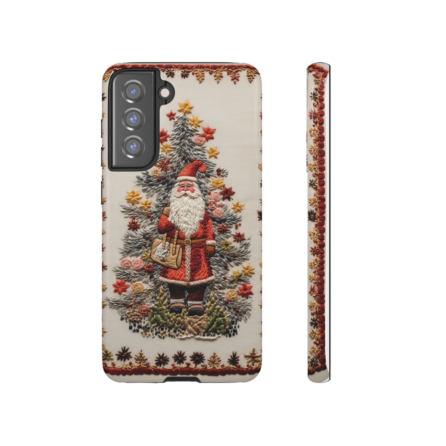 Vintage Embroidery Christmas Santa Phone Case