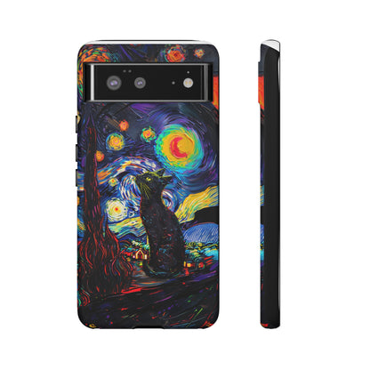 Starry Night Black Cat Van Gogh Painting Art Phone Case