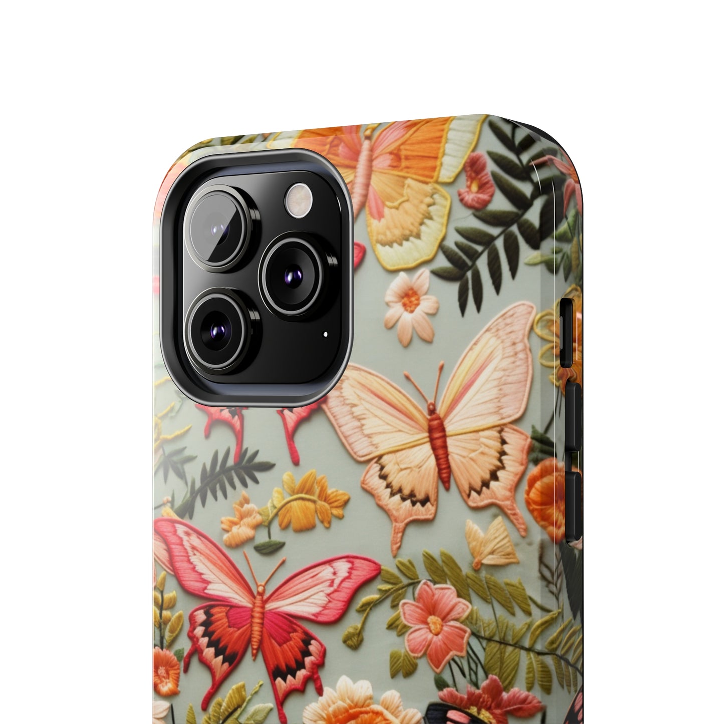 Embroidery Butterflies iPhone Case | Whimsical Elegance and Nature's Beauty in Handcrafted Detail