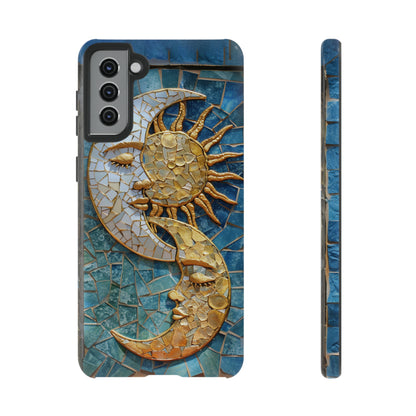 Boho Sun and Moon Mosaic Tile Stained Glass Phone Case