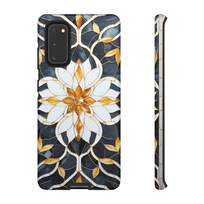 Art Deco Floral Gold & Blue Mosaic