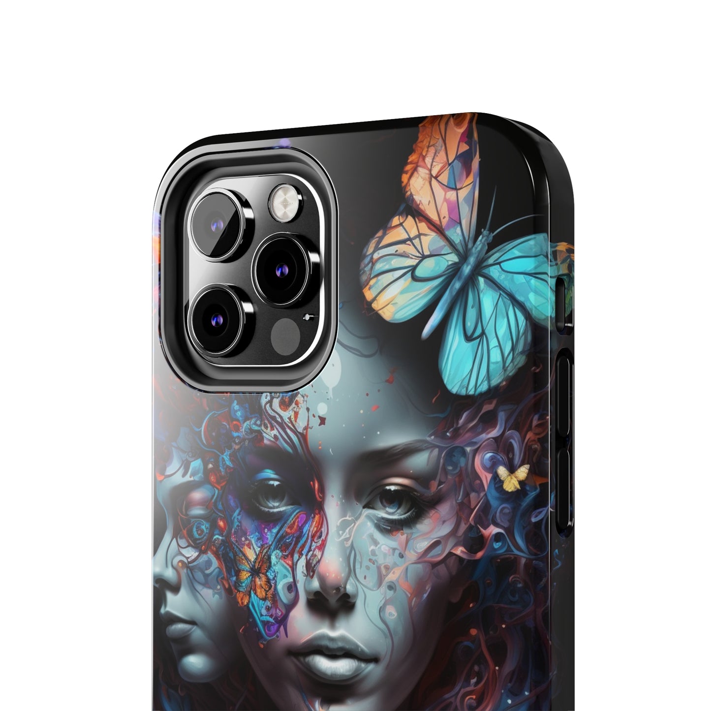 Synthwave Butterfly Girl Trippy Fantasy Art iPhone Case | Embrace the Futuristic Vibe with Whimsical Artistry