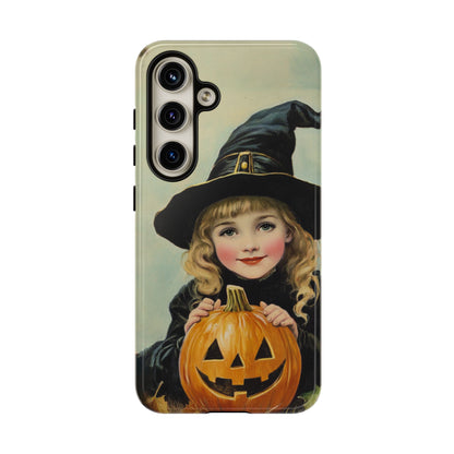 Vintage Halloween Card Witch and Jack-o'-lantern Phone Cover