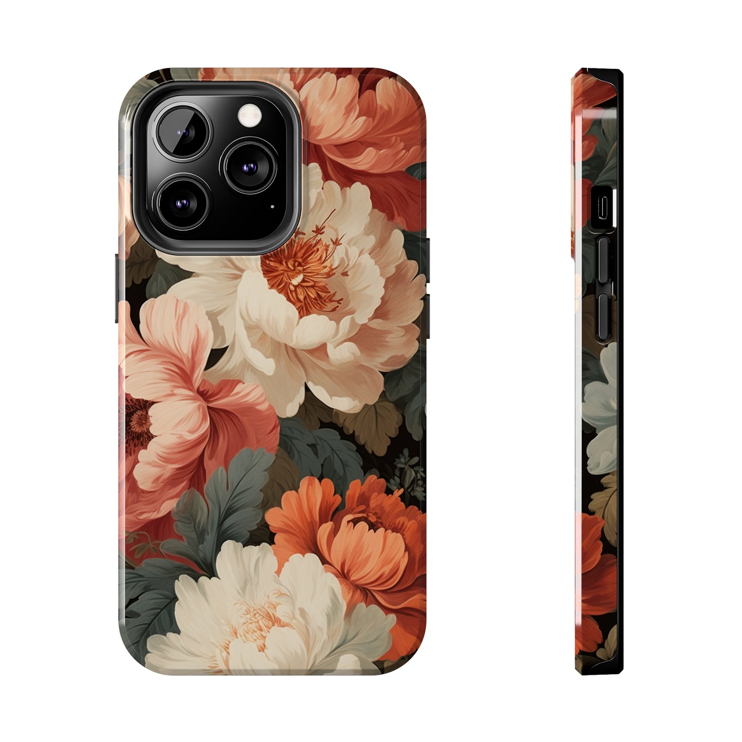 Vintage Floral Aesthetic Phone Tough Case Antique Print for iPhone 14 11 Pro 12 13 XR XS X 7+ 8 Boho Nature Flowers Cottage Core