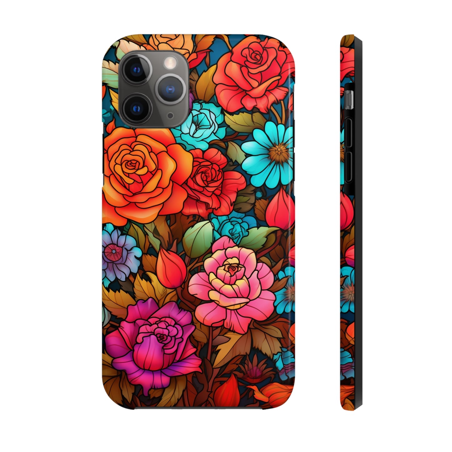 Stained Glass Tough iPhone Case | Trippy Psychedelic Flowers Floral Aesthetic Retro iPhone 14 Plus 13 12 7 8 Se Trendy Hippie Boho