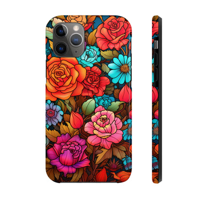 Stained Glass Tough iPhone Case | Trippy Psychedelic Flowers Floral Aesthetic Retro iPhone 14 Plus 13 12 7 8 Se Trendy Hippie Boho