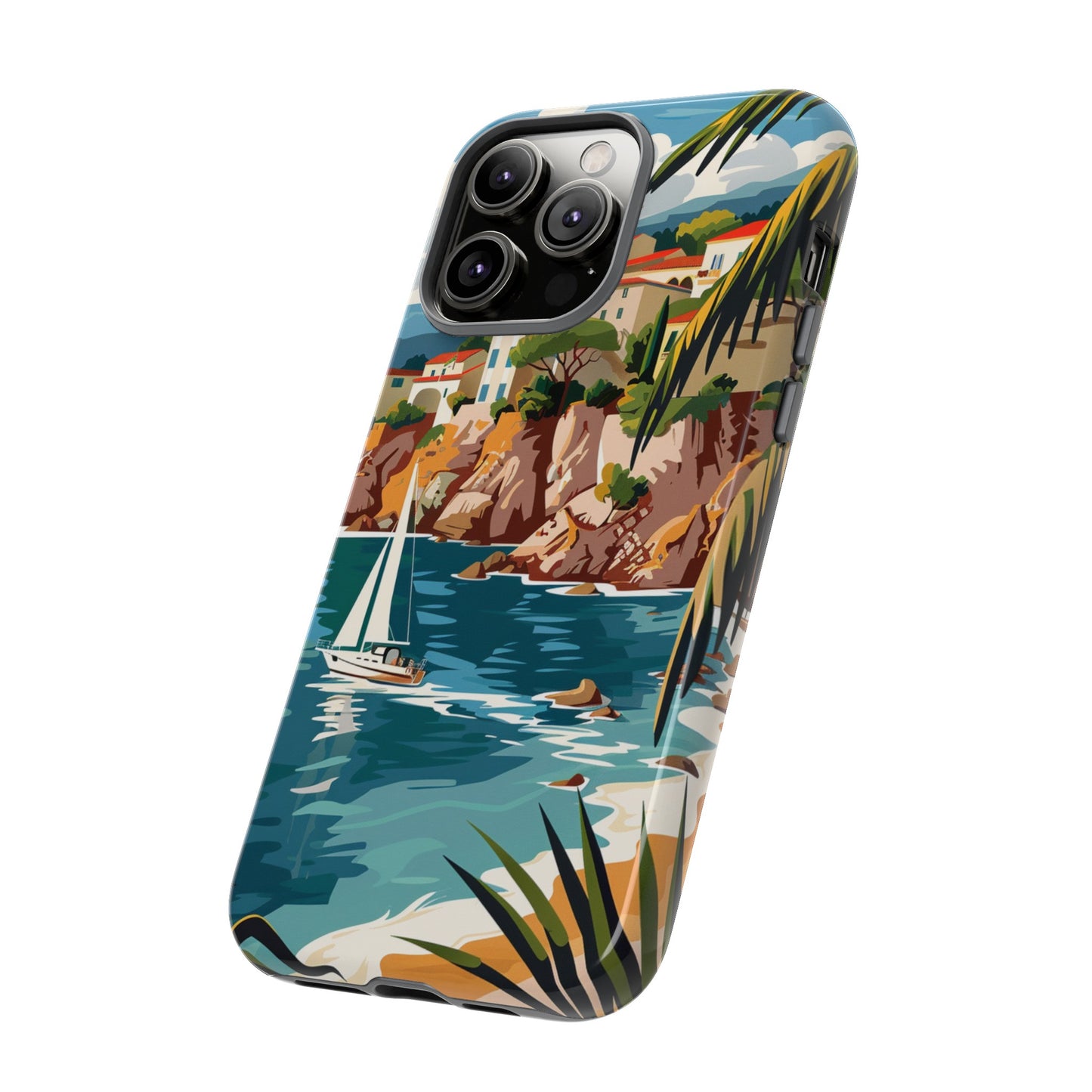 Midcentury French Riviera Sailboat Painting Phone Case