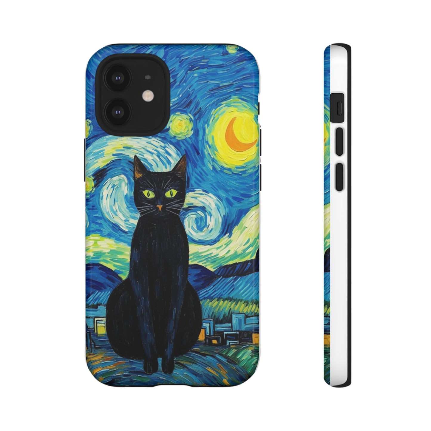 Starry Night Van Gogh Black Cat iPhone, Samsung Galaxy, Google Pixel  Case | Embrace Artistic Whimsy and Feline Charm