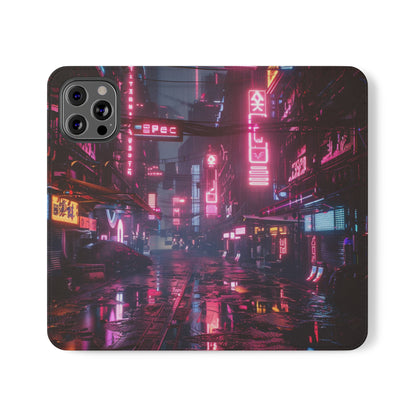 Cyberpunk City at Night Wallet Case